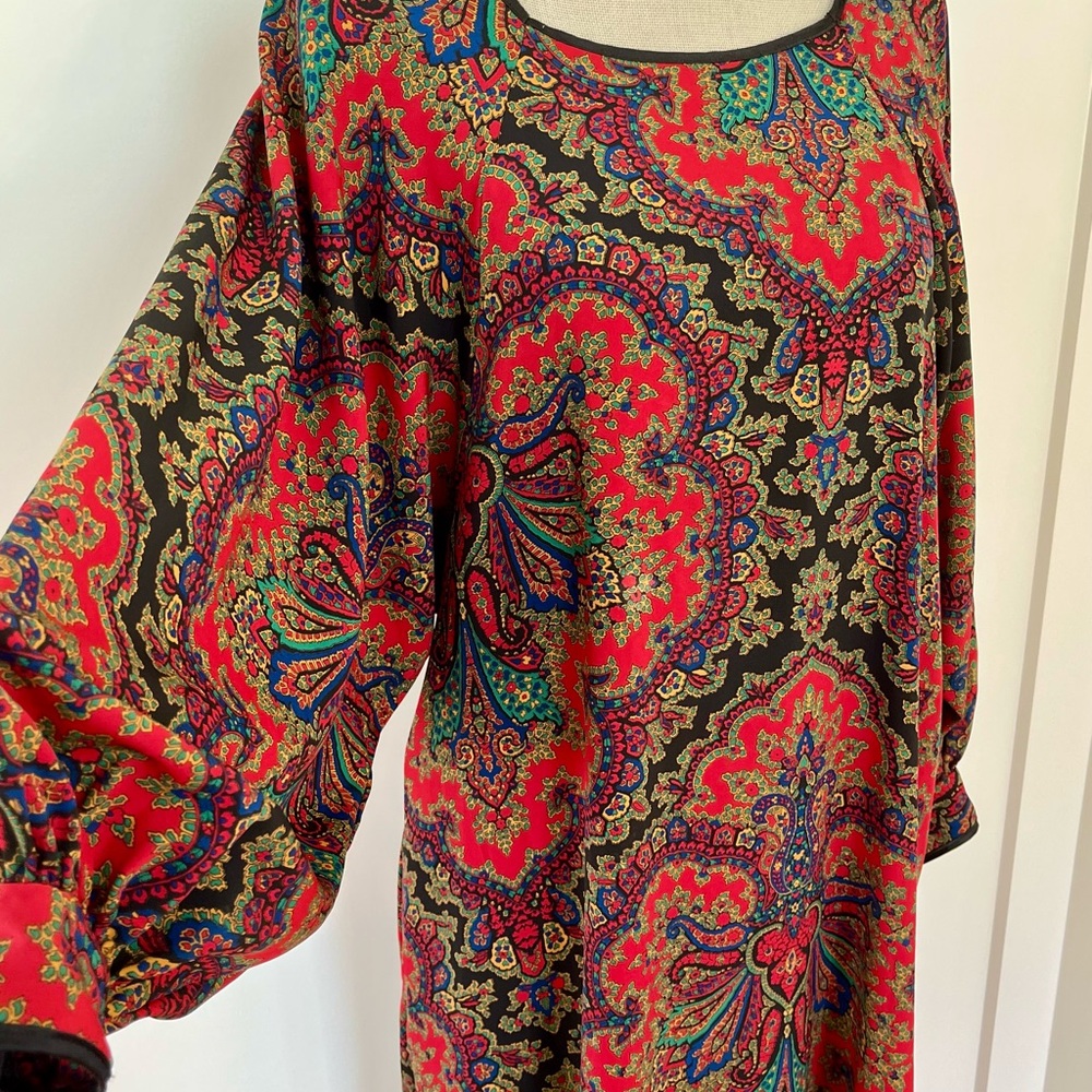 Vintage 80’s R. Michael Alan paisley caftan long sleeve dress gown